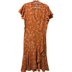 Flutter Short Sleeve Wrap Dress Floral